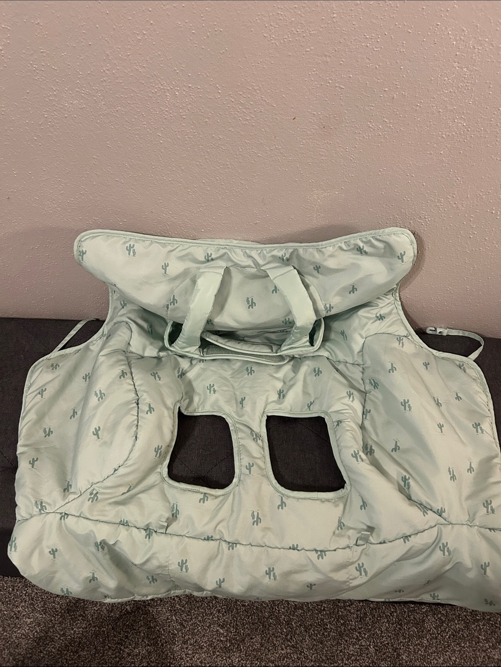 Light Sage Cactus-Print Shopping Cart Cover for Baby